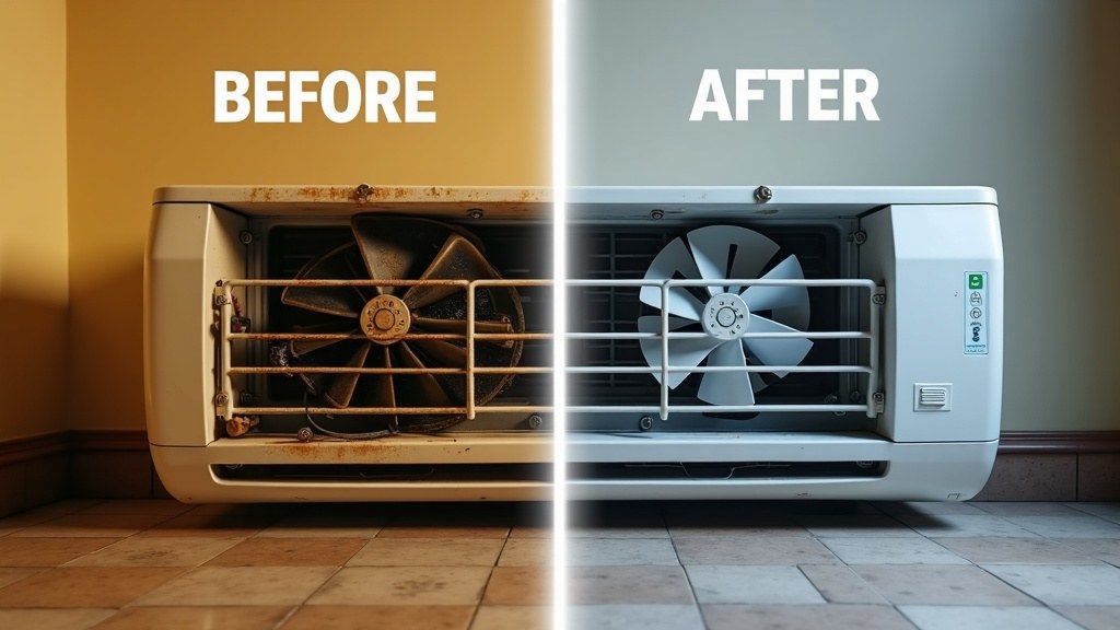 تصليح مكيفات في الشارقة — قبل وبعد خدمة رفيق