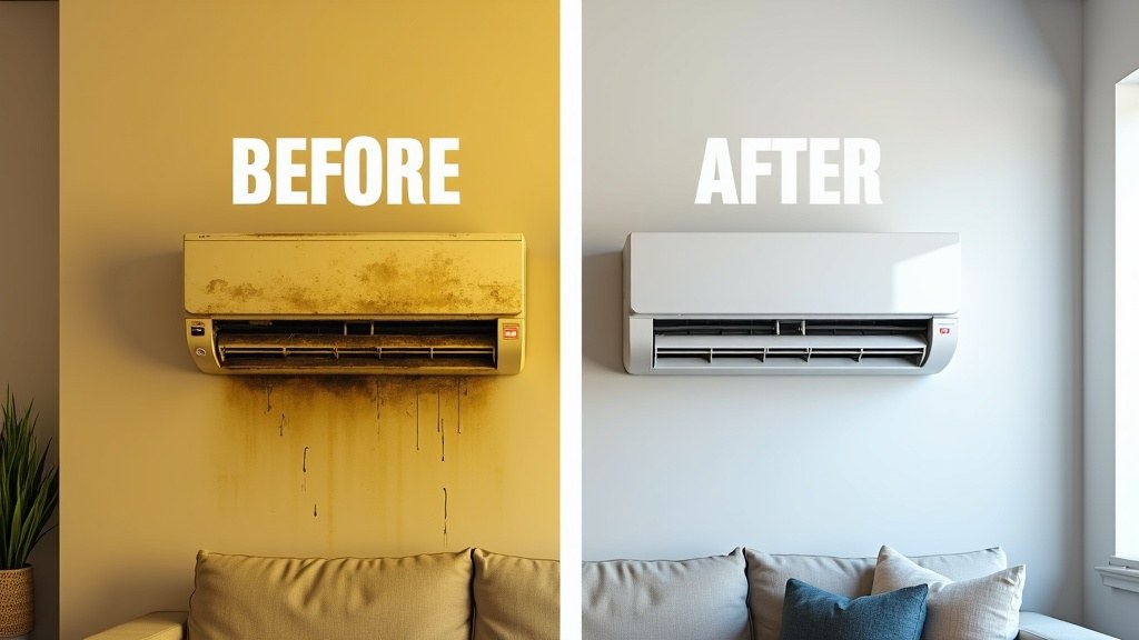 تصليح مكيف سبلت في أبوظبي — قبل وبعد خدمة رفيق