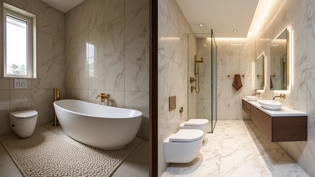 تصميم حمامات مودرن في الشارقة — قبل وبعد خدمة رفيق