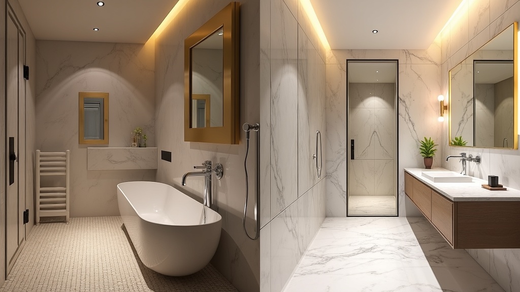 تصميم حمامات مودرن في دبي — قبل وبعد خدمة رفيق