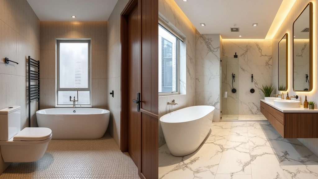 تصميم حمامات مودرن في عجمان — قبل وبعد خدمة رفيق