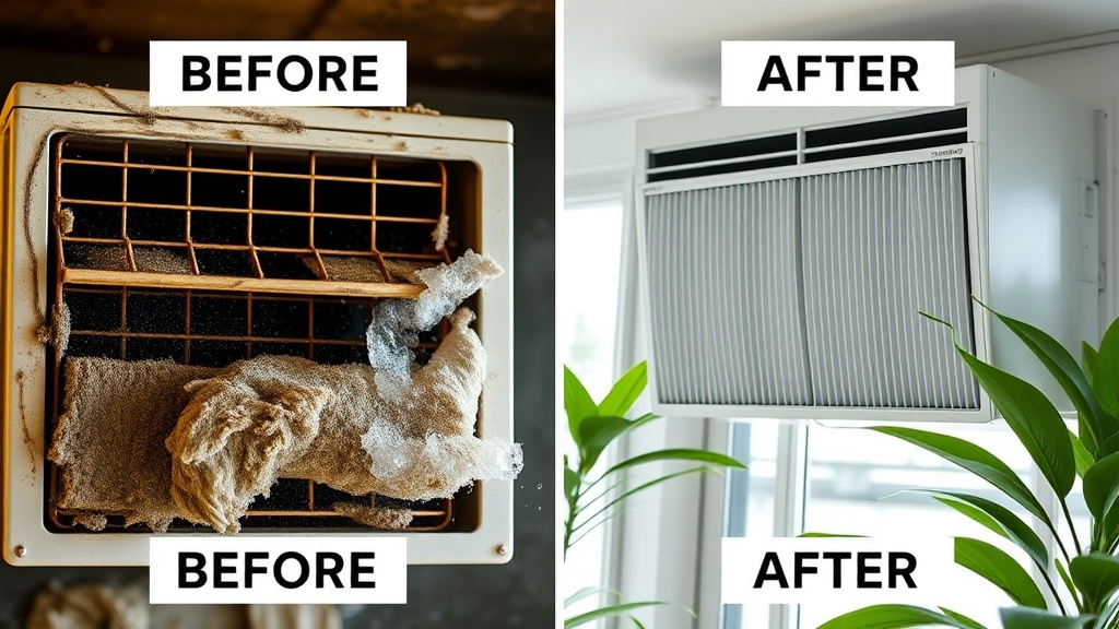 مكيف قبل وبعد الصيانة — رفيق